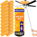 20 Count Heavy Duty Duster Refills with 6 ft Extendable Handle, 5X Microfibers, Disposable Multi Surface Dusters for Cleaning