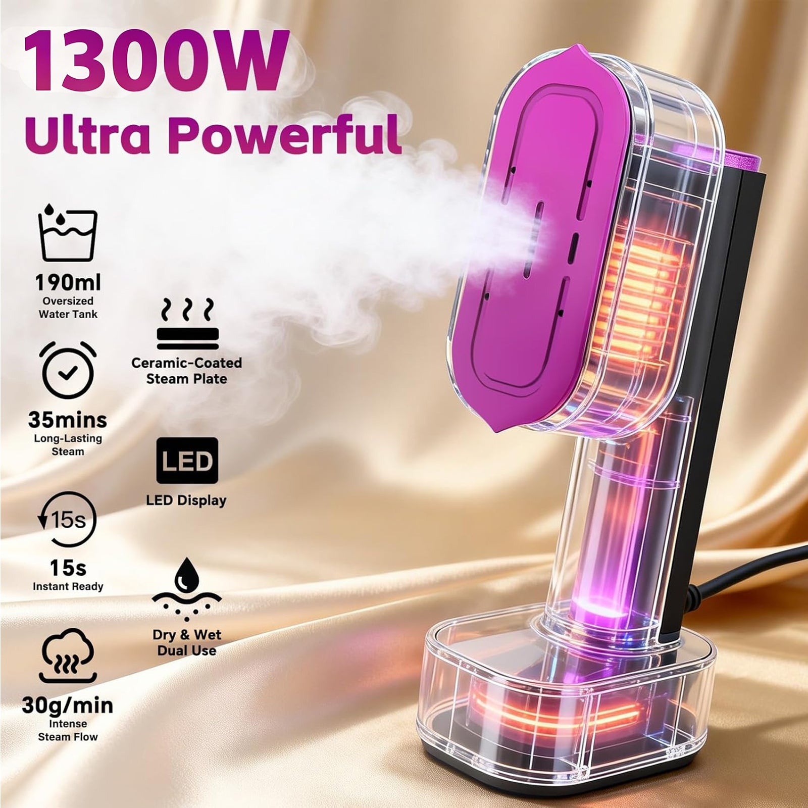 JFengqi Steamer for Clothes, 1300W Portable Handheld Garment Steamer, Auto Shut-off Function, 15s Fast Heat Up, Steam Iron for Home, Travel
