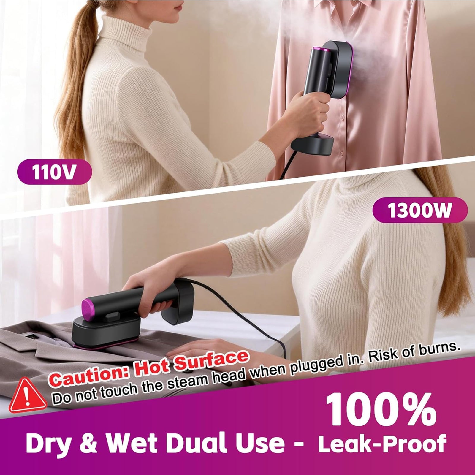 JFengqi Steamer for Clothes, 1300W Portable Handheld Garment Steamer, Auto Shut-off Function, 15s Fast Heat Up, Steam Iron for Home, Travel