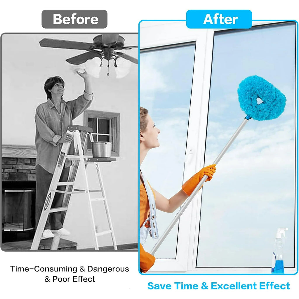 JFengqi Reusble Microfiber Ceiling Fan Duster with 13" to 49.7" Extendable Handle Pole, Blue