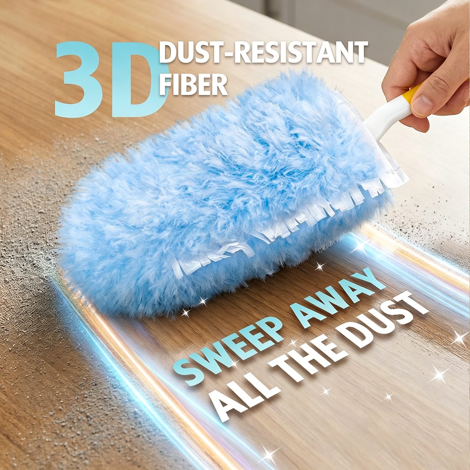 Heavy Duty Duster Refills, 60 pcs with Extended Handle & 1 Handle, 4X Microfibers Disposable Duster Kit for Cleaning, 360° Multi Surface Refills (Blue)