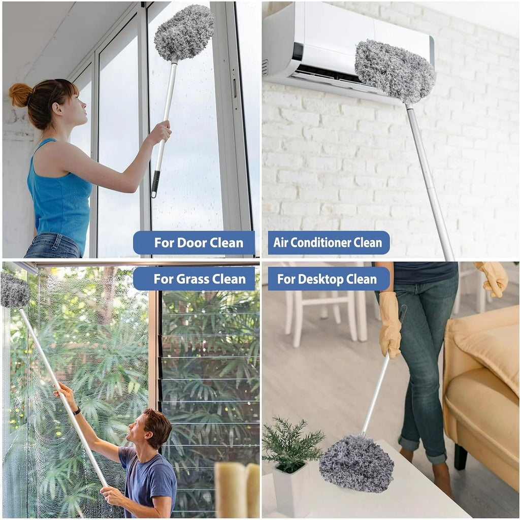 JFengqi Reusble Microfiber Ceiling Fan Duster with 13" to 49.7" Extendable Handle Pole, Gray