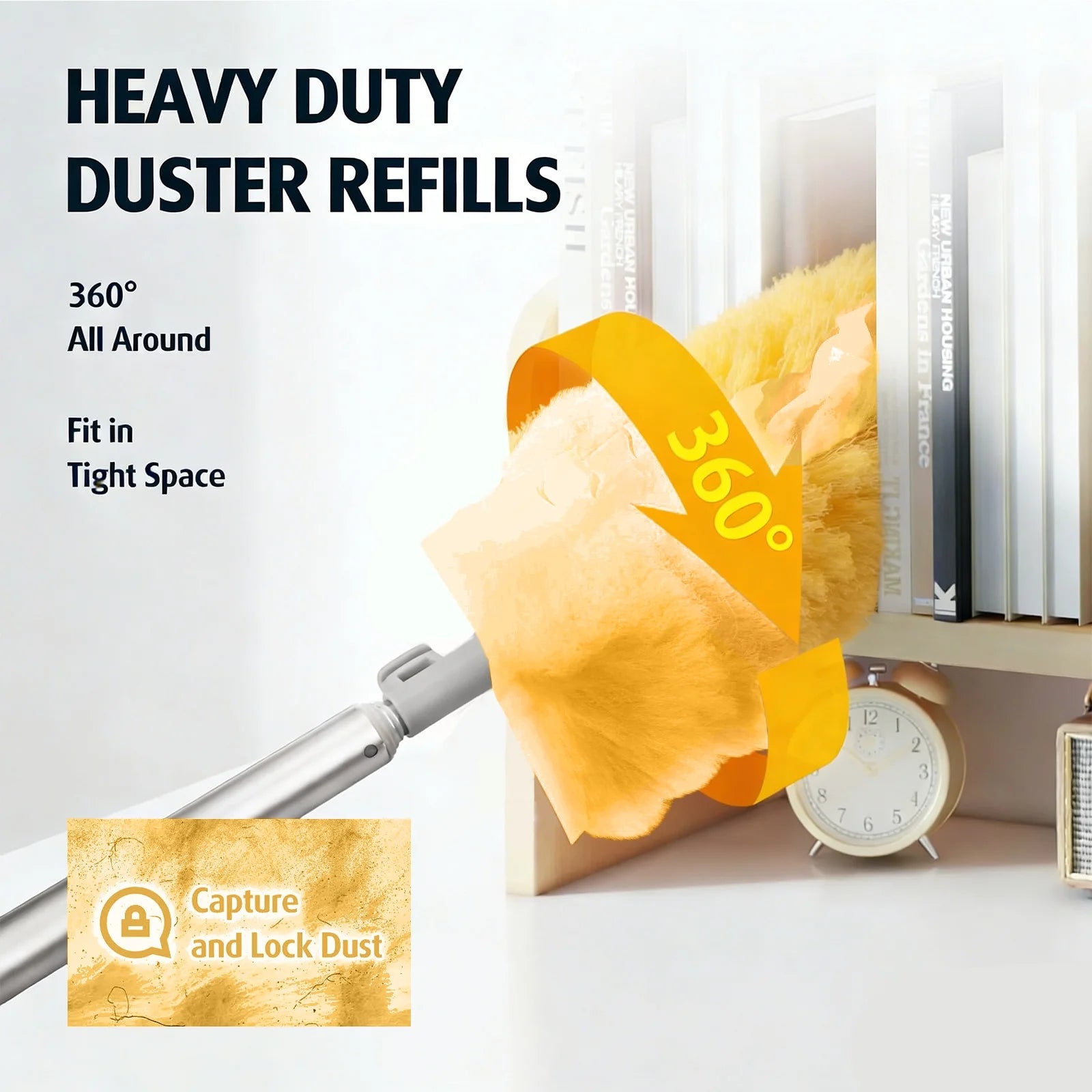 20 Count Heavy Duty Duster Refills with 6 ft Extendable Handle, 5X Microfibers, Disposable Multi Surface Dusters for Cleaning