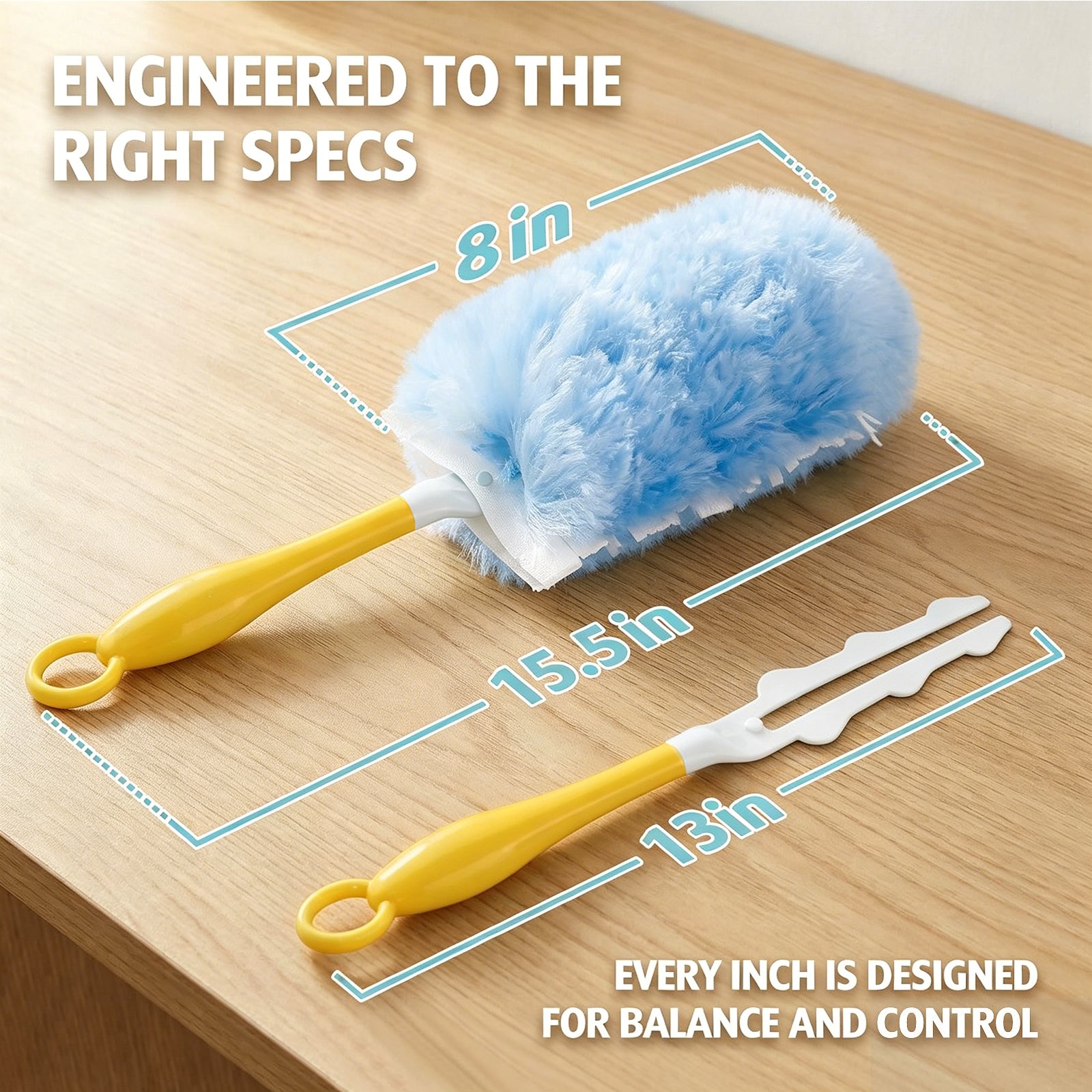 Heavy Duty Duster Refills, 60 pcs with Extended Handle & 1 Handle, 4X Microfibers Disposable Duster Kit for Cleaning, 360° Multi Surface Refills (Blue)
