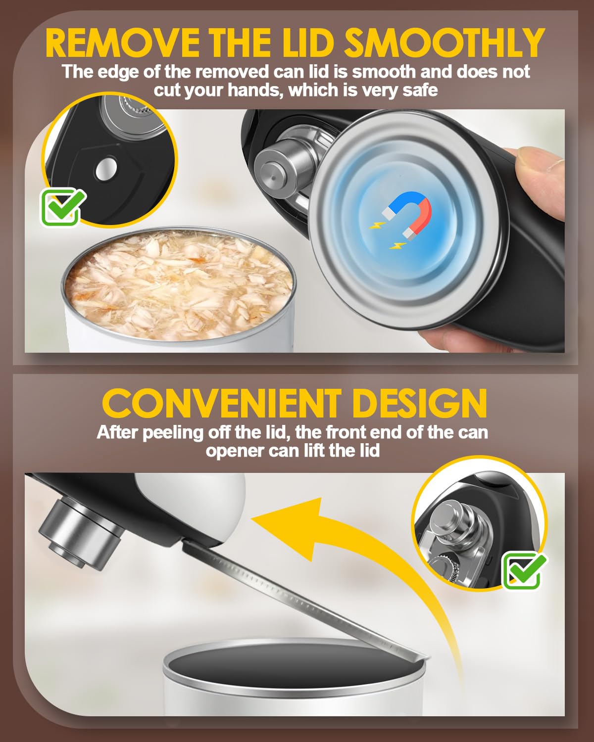JFengqi Electric Can Opener, One-Touch Automatic Can Opener, Rechargeable, Hands-Free, Fits All Can Sizes, Catch for Kitchen & Seniors with Arthritis