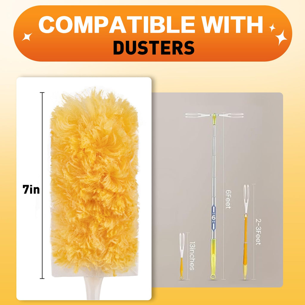 Heavy Duty Duster Refills, 60 pcs with Extended Handle & 1 Handle, 5X Microfibers Disposable Duster Kit for Cleaning, 360° Multi Surface Refills