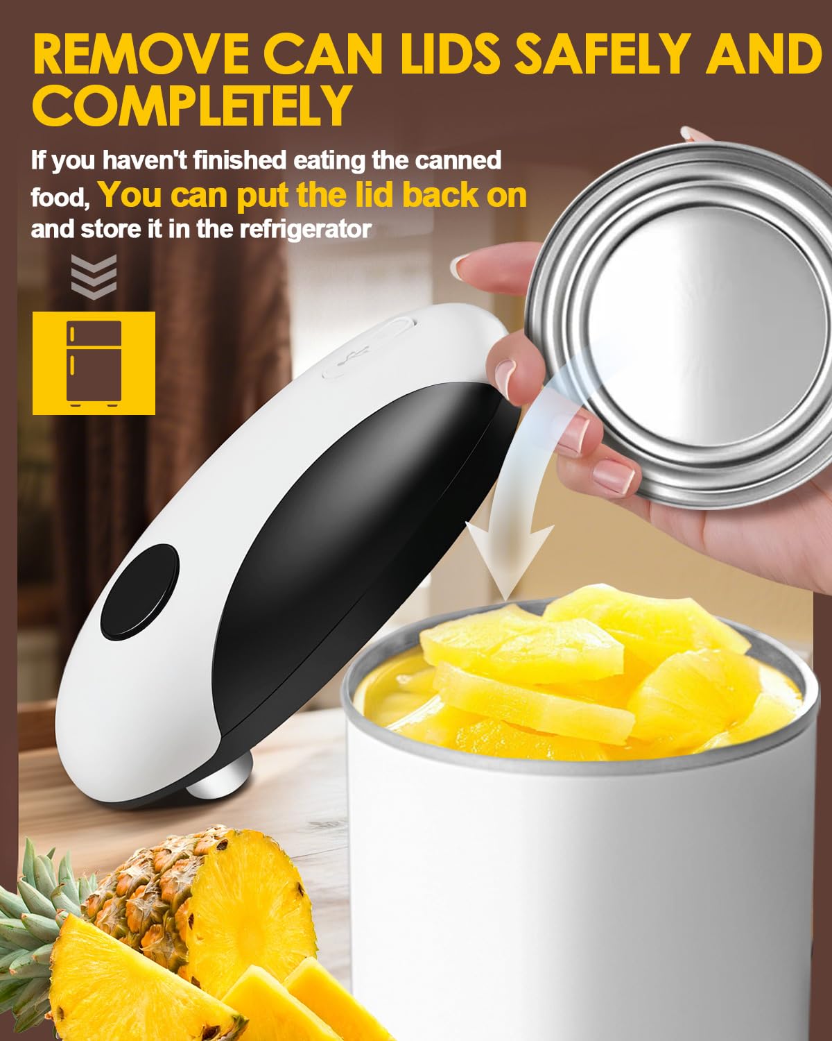 JFengqi Electric Can Opener, One-Touch Automatic Can Opener, Rechargeable, Hands-Free, Fits All Can Sizes, Catch for Kitchen & Seniors with Arthritis