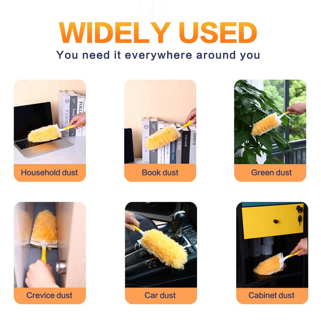 Heavy Duty Duster Refills, 60 pcs with Extended Handle & 1 Handle, 5X Microfibers Disposable Duster Kit for Cleaning, 360° Multi Surface Refills